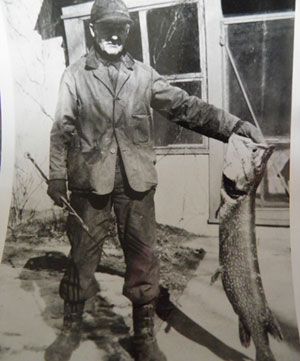 The author's great-great grandfather with a trophy Wisconsin pike--that he probably speared in a roadside ditch.