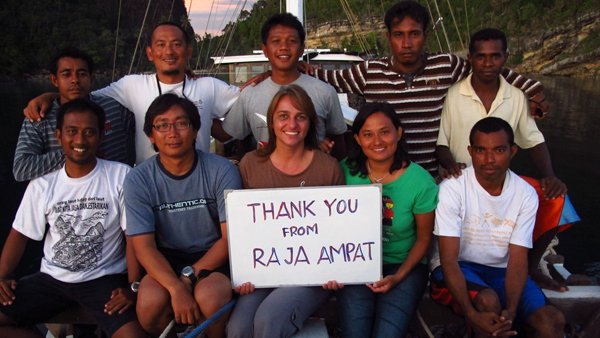 Nature Conservancy staff and partners show their thanks to the Raja Ampat government.