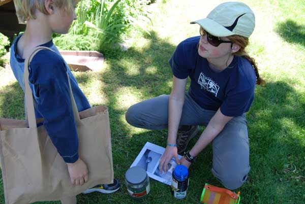 Teaching Silver Creek interns how to catch ladybugs. Photo: Dayna Gross/TNC