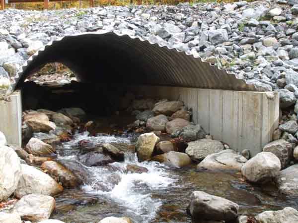 A well-designed road culvert. This will allow fish to pass and reduce the likelihood of flooding. Photo: U.S. Forest Service, Green Mountain National Forest