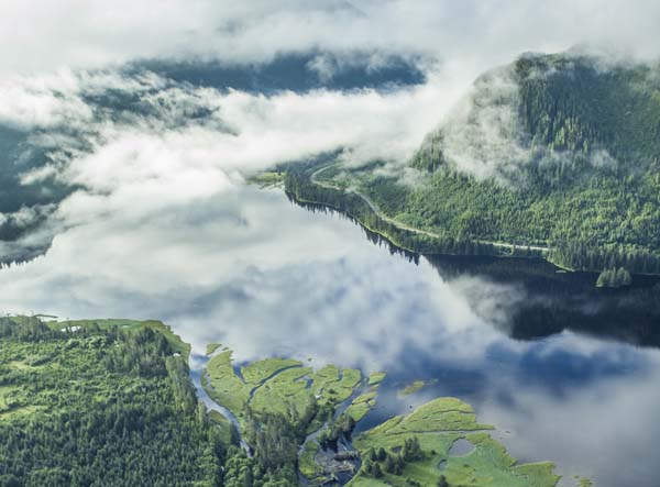 Aerial view of an estuary on Prince of Wales Island in the Tongass National Forest of Southeast Alaska. Photo credit: © Erika Nortemann/TNC