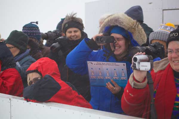 Guests watch polar bears from the Tundra Buggy. Photo Courtesy of Cassandra Debets.