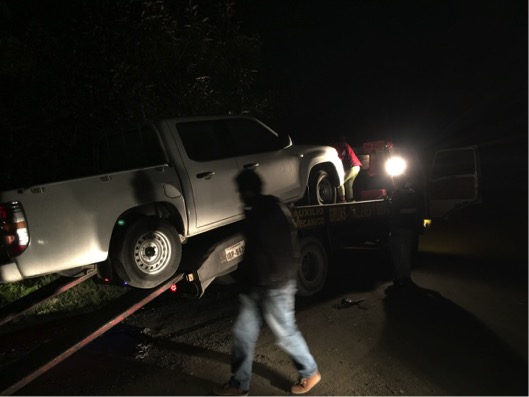 Things don’t always go the way you planned… Towing away the truck at 4:30am. Photo © Tim Boucher