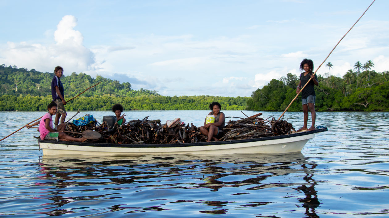 found women on a boat with wood