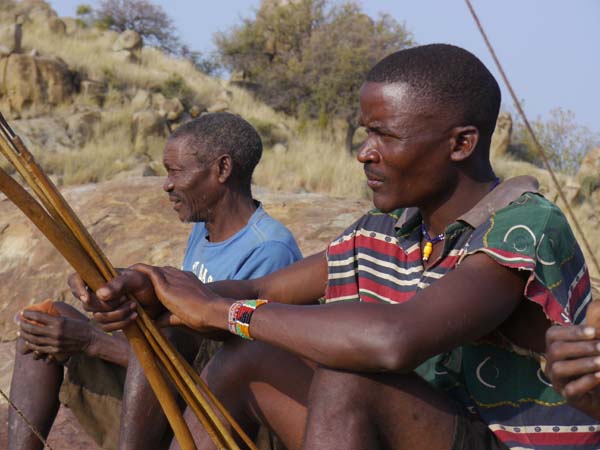 Hadza members discuss the morning's hunt. Photo: Matt Miller/TNC