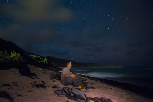 The author awaits the arrival of sea turtles. Photo: © Marjo Aho