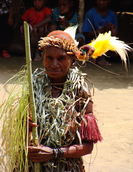 An Irawame woman represents Papua New Guinea in a village drama. Photo © Zuzana Burivalova