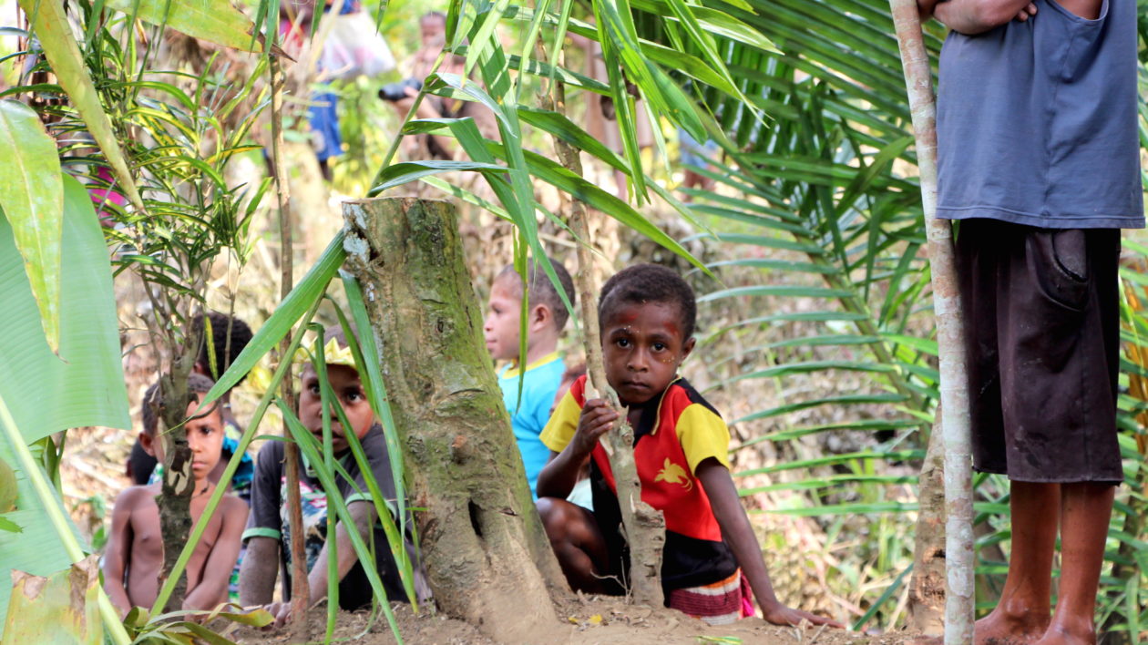 A child watches us at the beginning of the sing-sing. Photo © Justine E. Hausheer / TNC