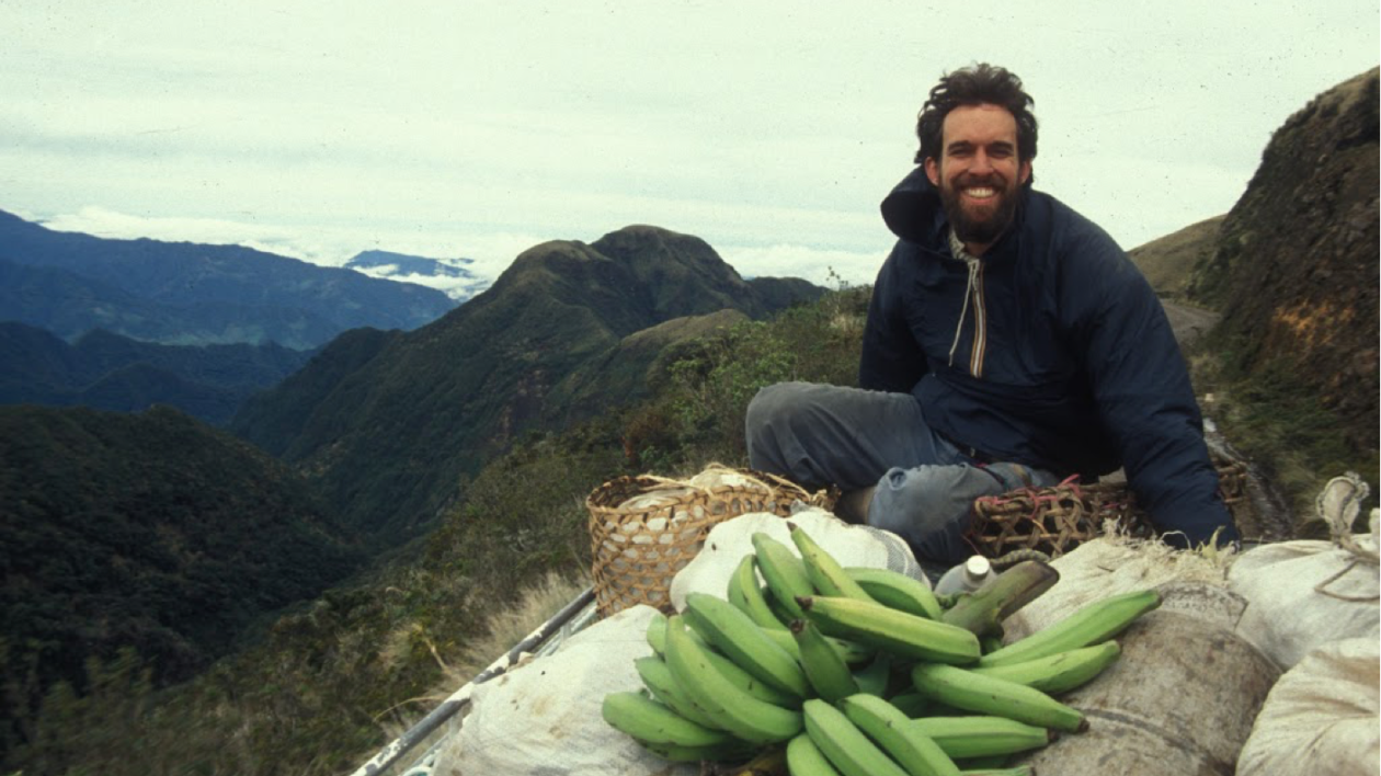 On a bus crossing the Andes in Ecuador, 1992. Binoculars, one pair of pants, and a jacket I found somewhere. Photo © Tim Boucher