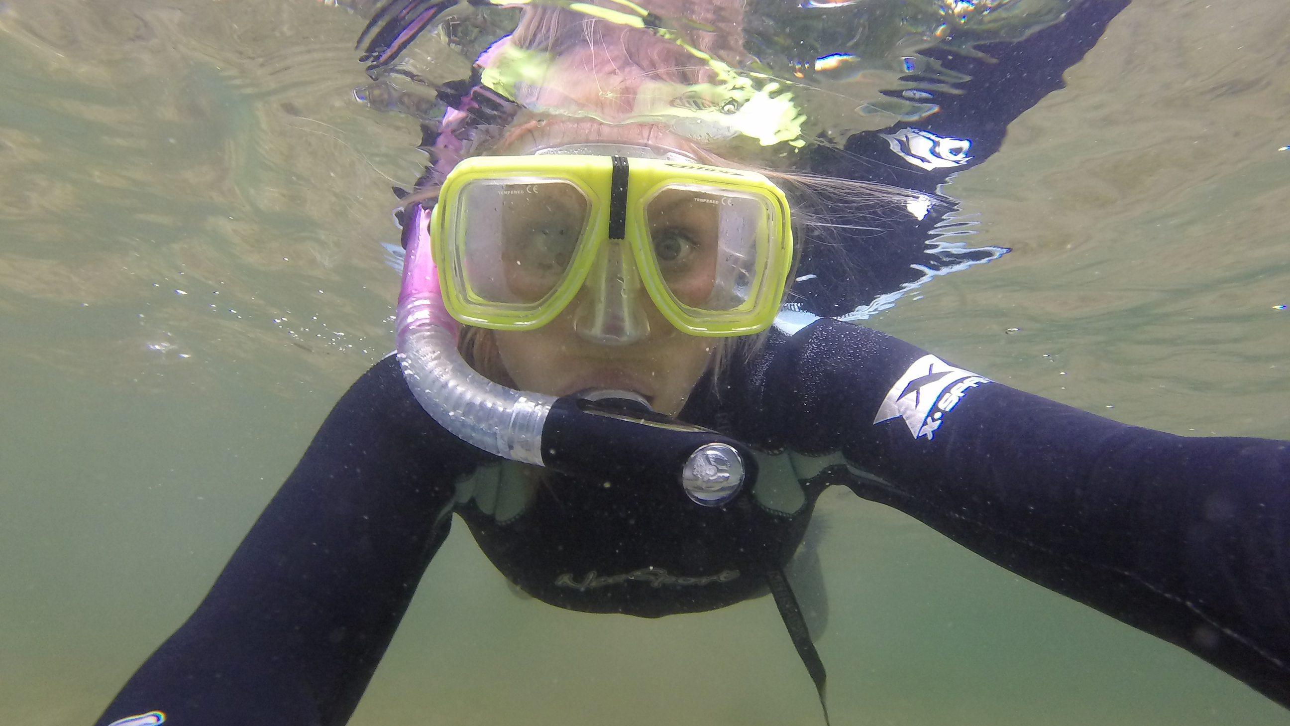 Jill Sweet snorkeling in Christmas Lake. Photo © Jill Sweet