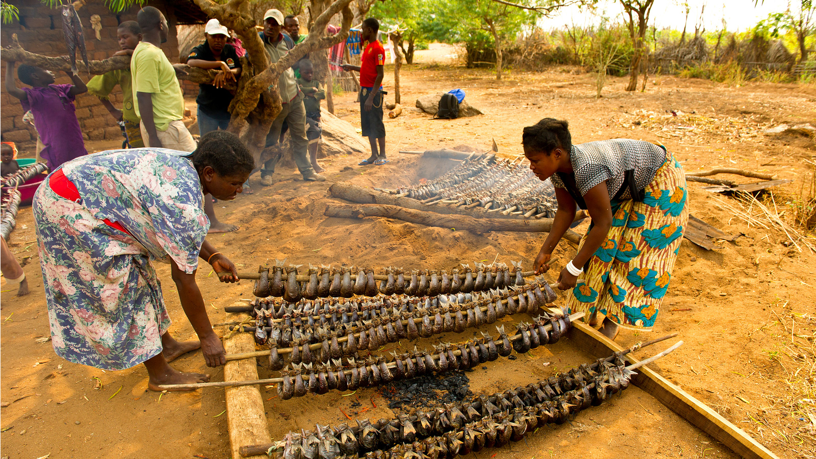 Village women smoke fish they've purchased from local fisherman and then resell the fish at local markets in the village of Katumbi on Lake Tanganyika in Tanzania. Photo © Ami Vitale