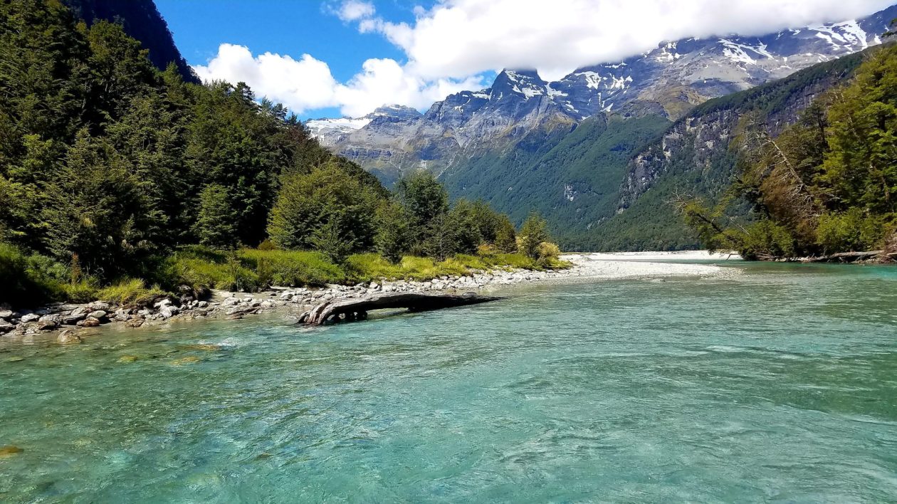 a river and mountains