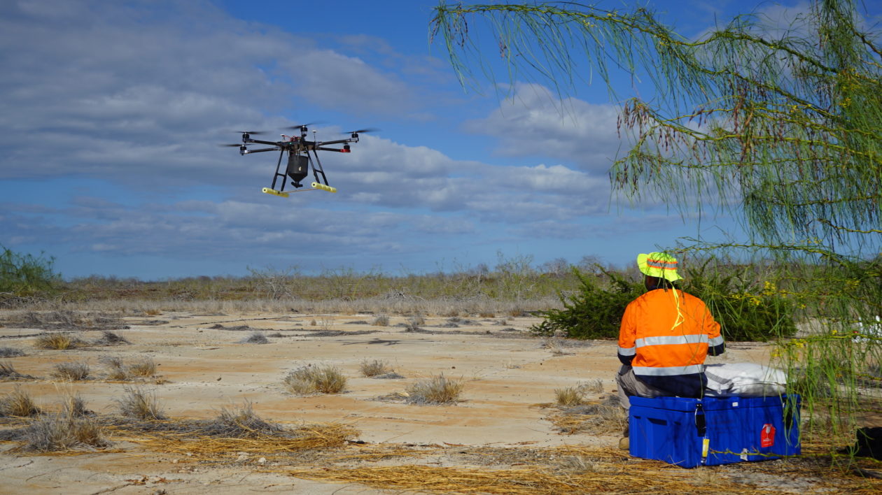 person flying a drone