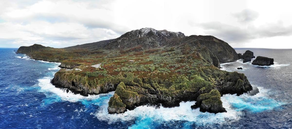 view of rugged island and ocean