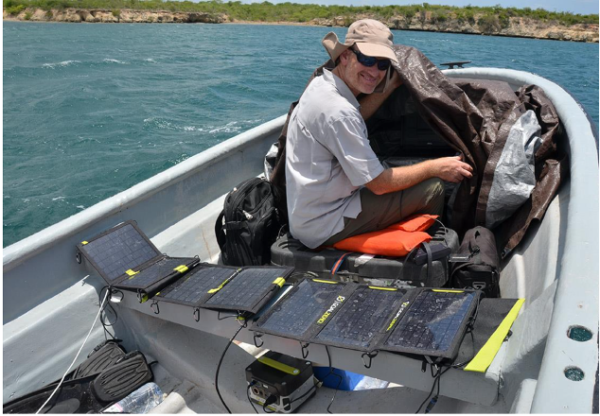 Dr. Steve Schill on a boat in the Caribbean