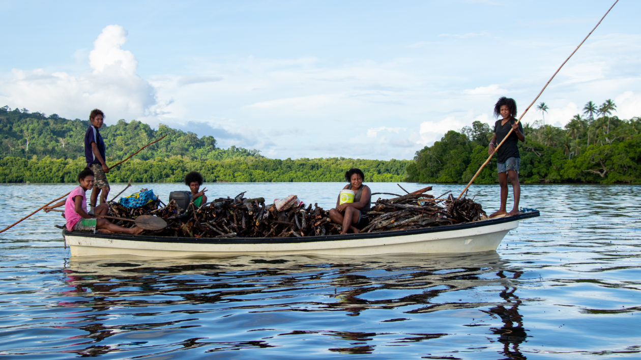 found women on a boat with wood