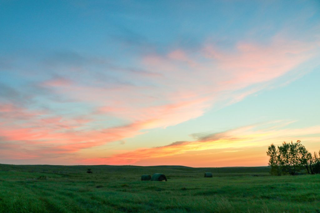 Sunset over the plains in South Dakota
