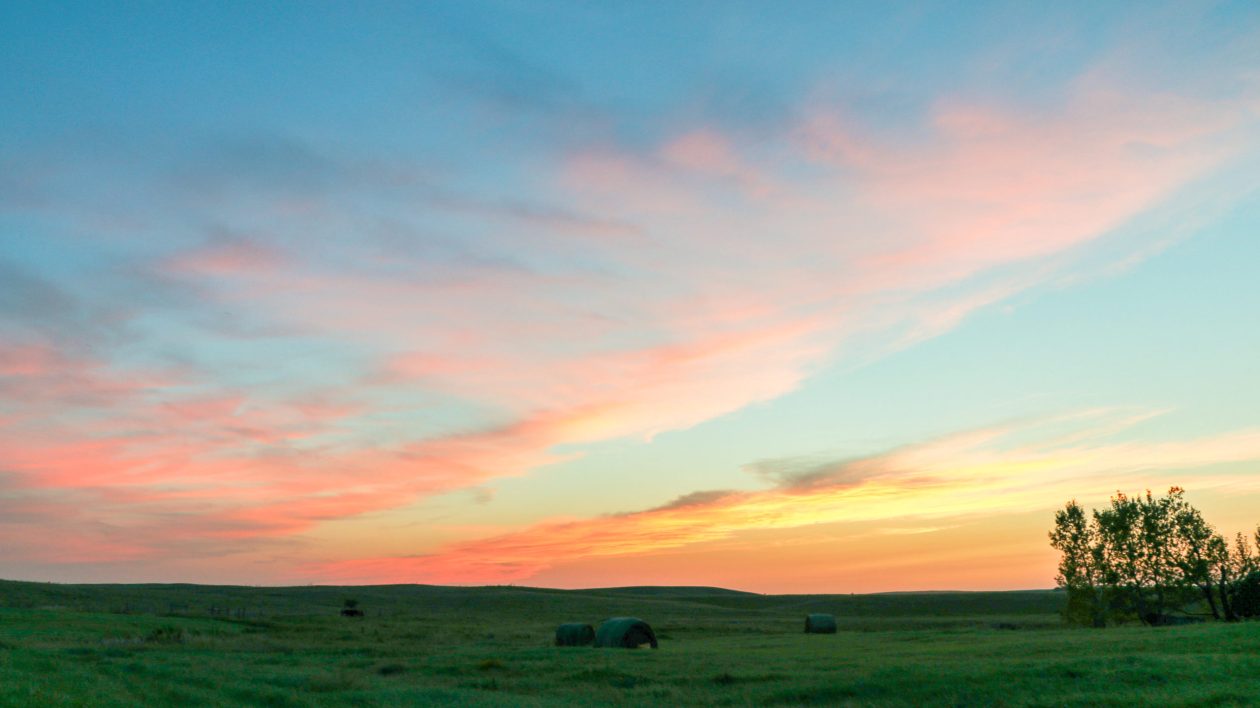 Sunset over the plains in South Dakota