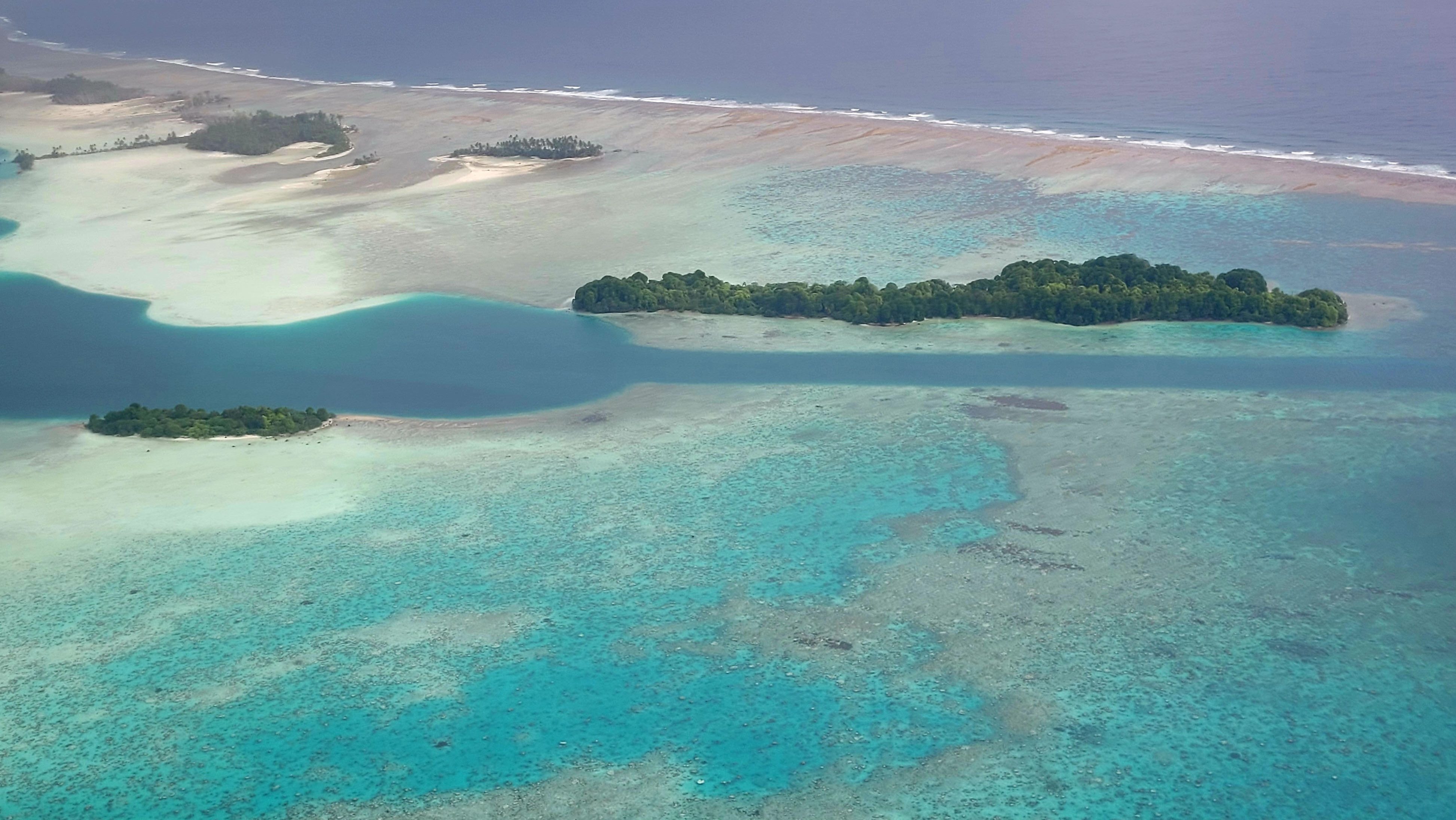 Overhead view of deepwater channel in the lagoon at Palmyra