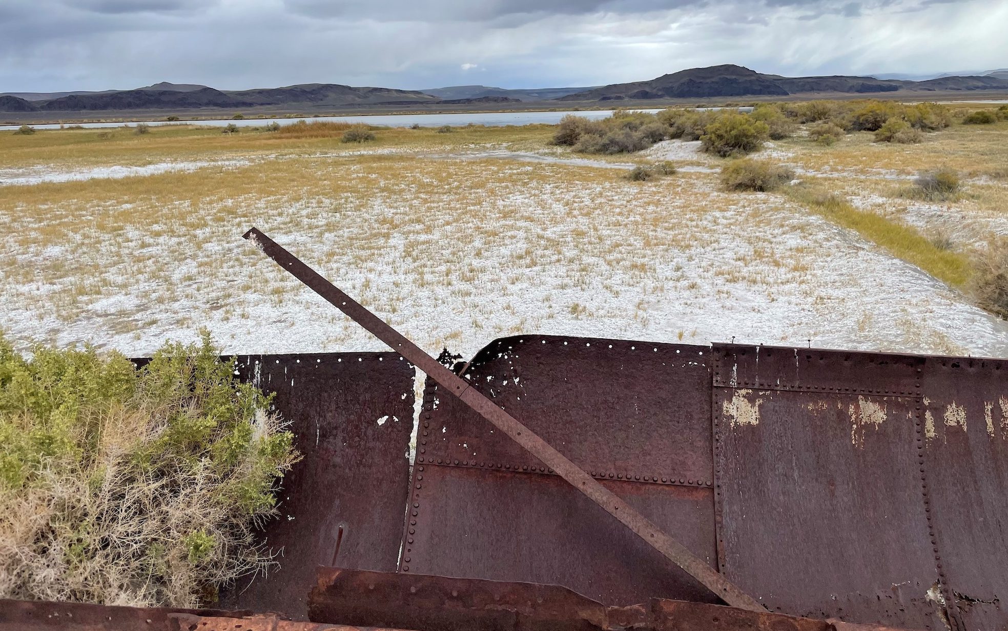Salt flat and old rusted machinery