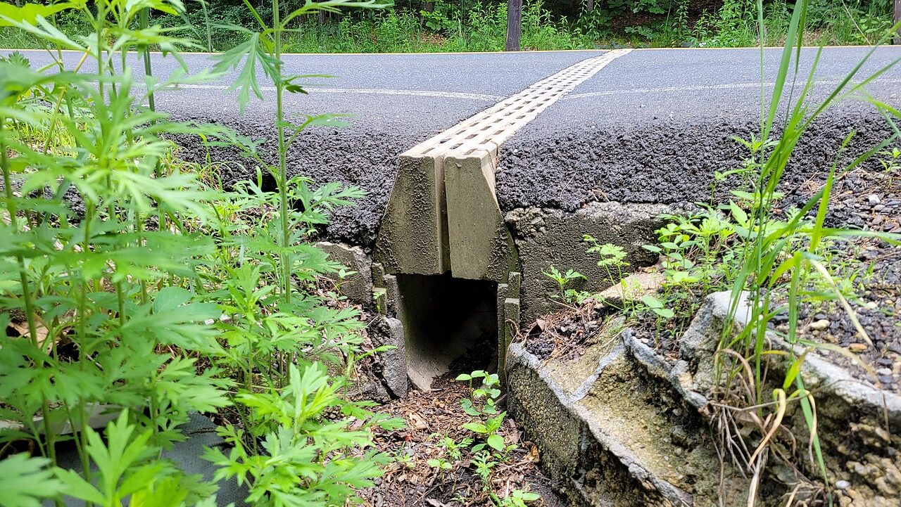 Un túnel estrecho construido debajo de una carretera.