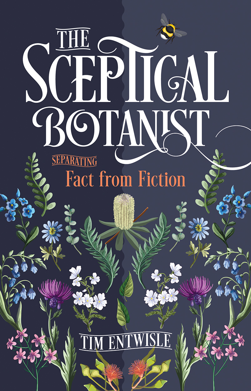 A book cover with illustrations of different plants