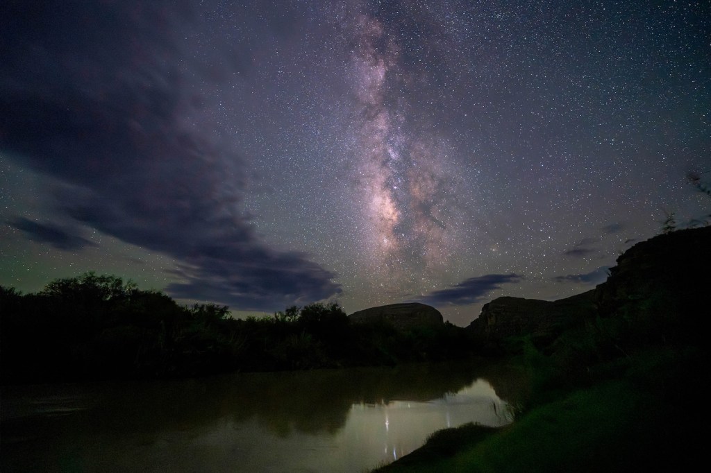 A view of the Milky Way over the Rio Grande river.